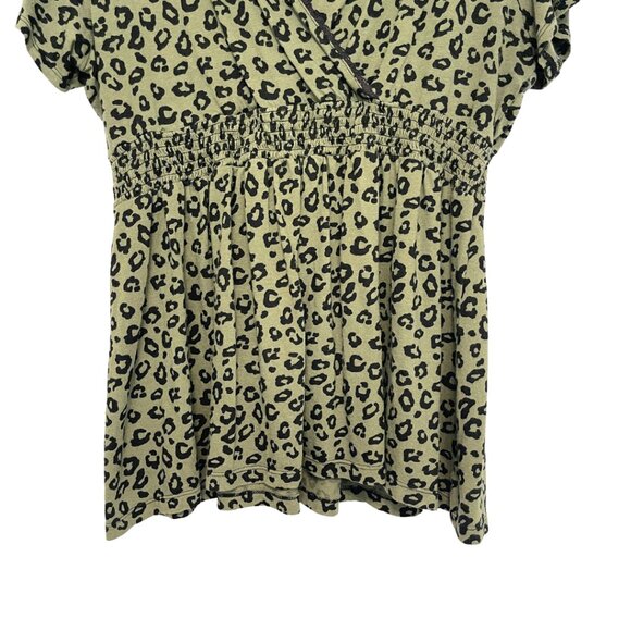 Torrid Whimsigoth Cheetah Print Top Women Size 3 Green Lace Smocked Fairy Grunge - Picture 3 of 9